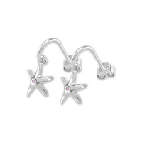 0.02 Ct.Tw. Pink Sapphire Drops Earrings, Silver Image