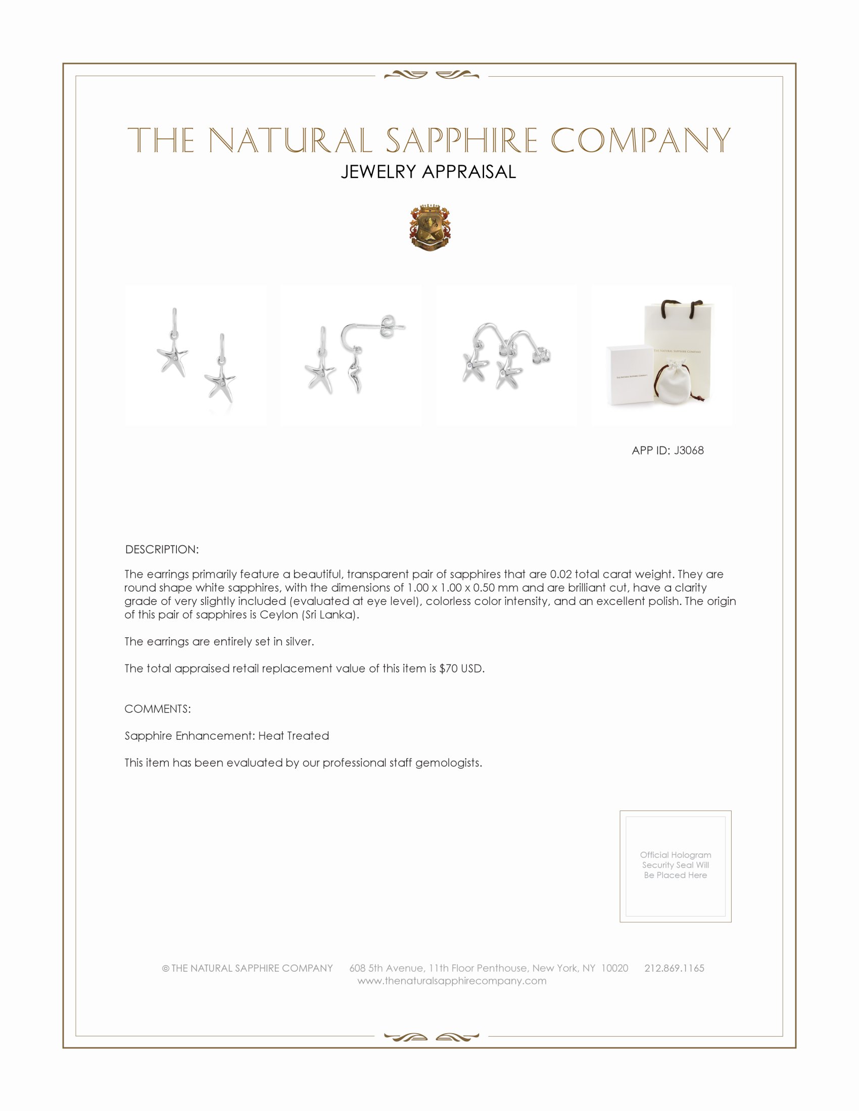 0.02 Ct.Tw. White Sapphire Drops Earrings, Silver