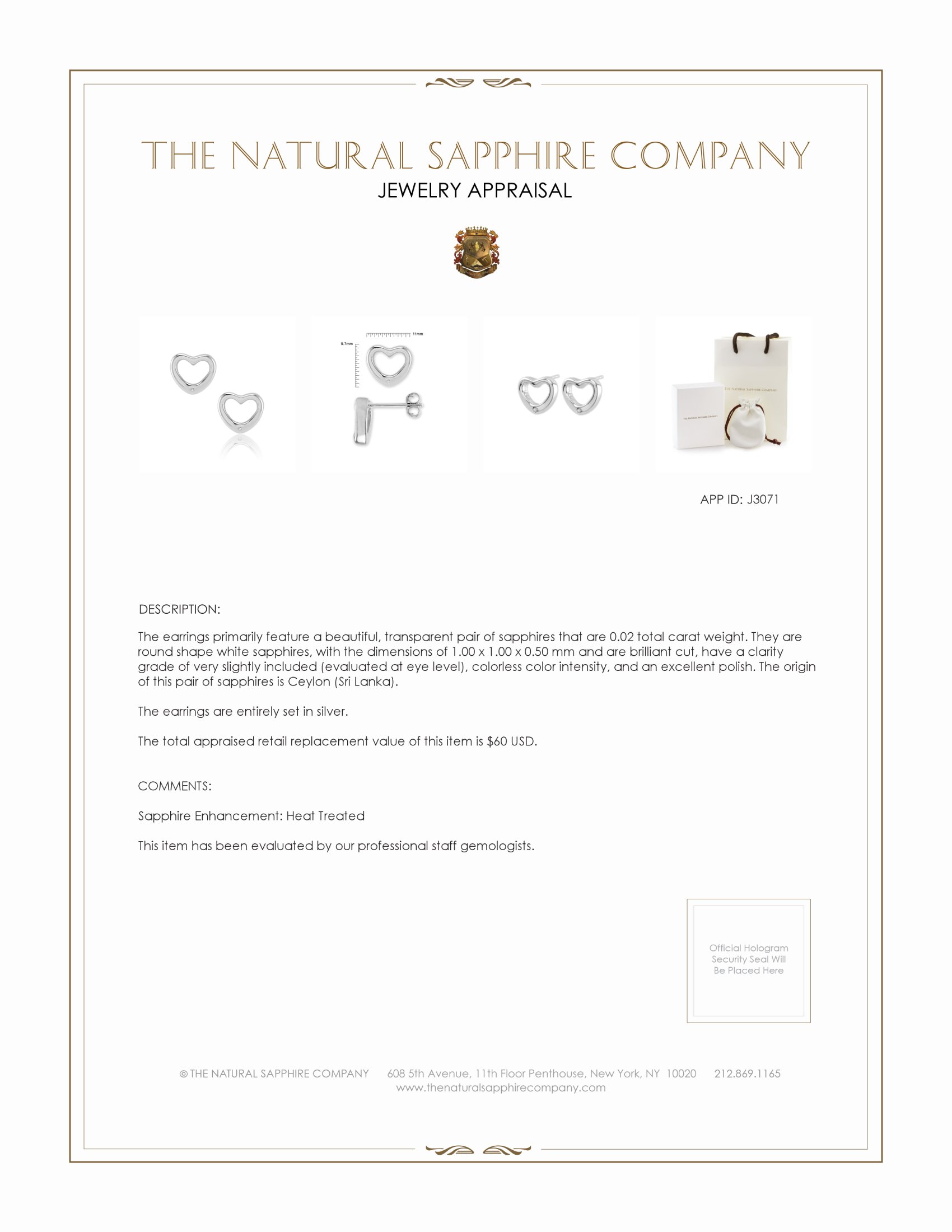 0.02 Ct.Tw. White Sapphire Studs Earrings, Silver