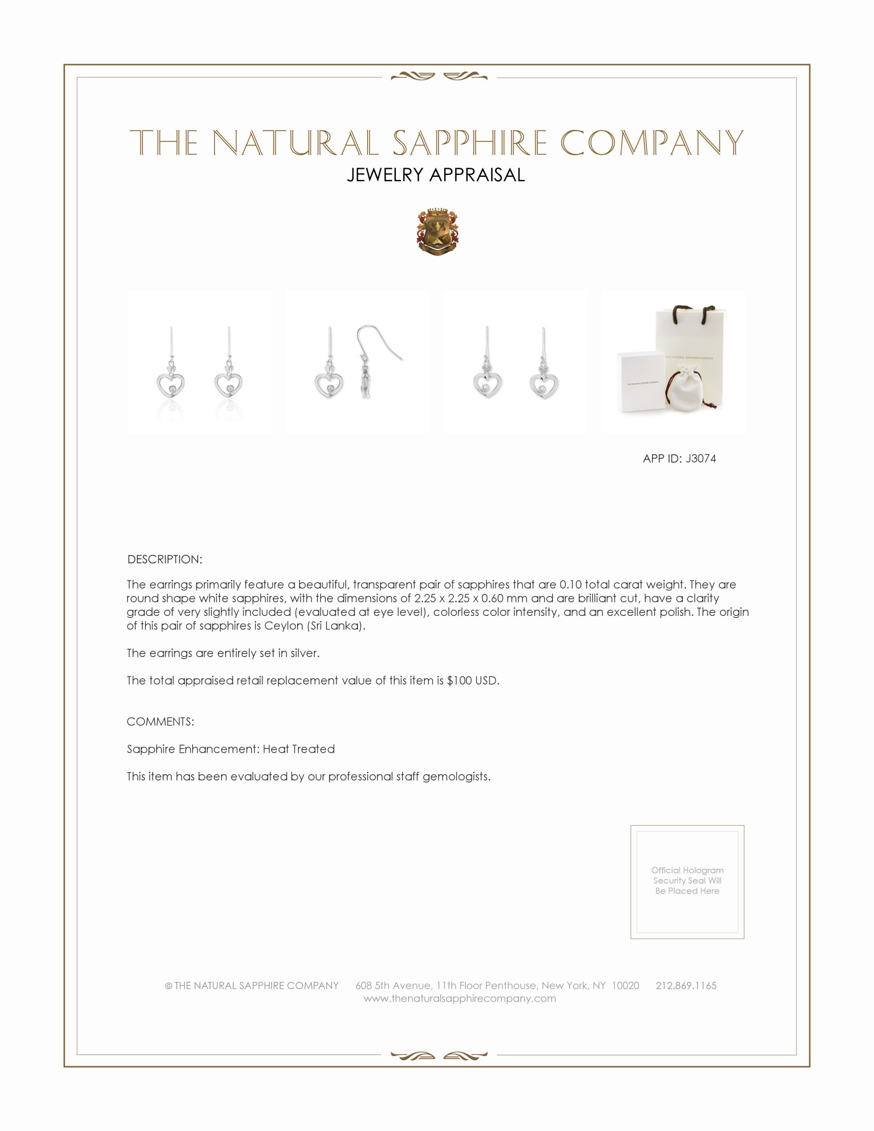 0.10 Ct.Tw. White Sapphire Drops Earrings, Silver