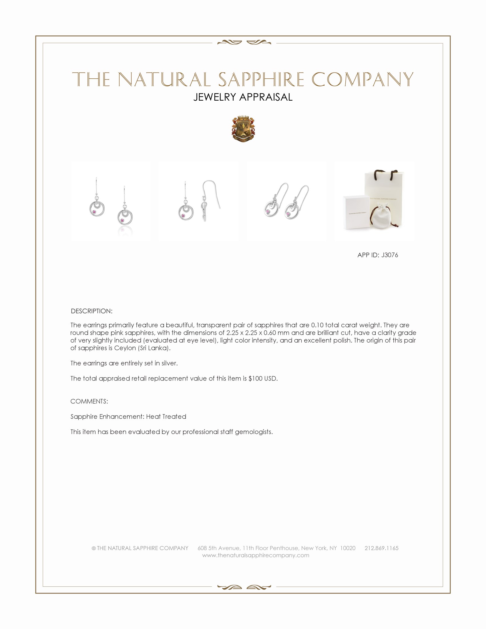 0.10 Ct.Tw. Pink Sapphire Bezel Earrings, Silver