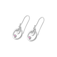0.10 Ct.Tw. Pink Sapphire Drops Earrings, Silver Image