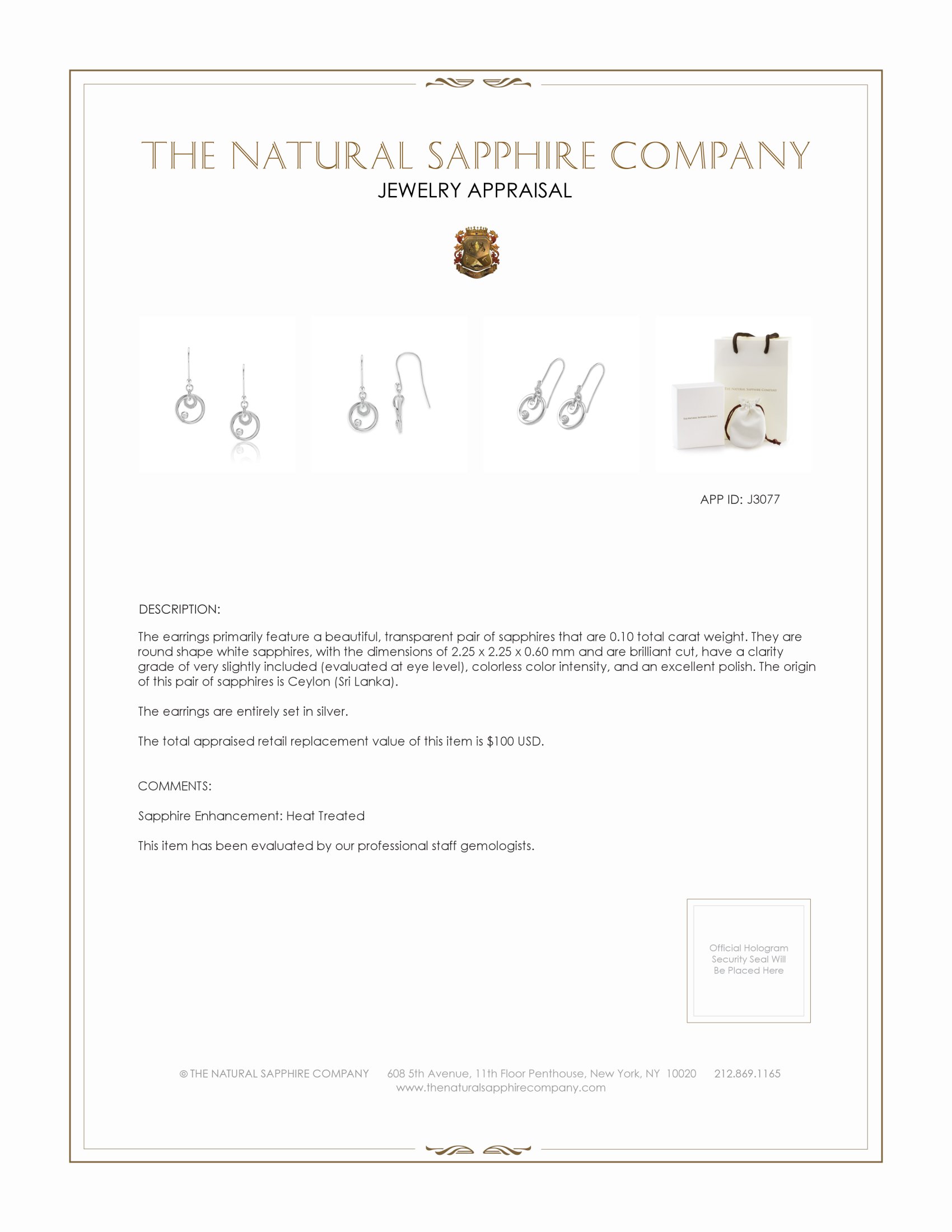 0.10 Ct.Tw. White Sapphire Drops Earrings, Silver