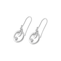 0.10 Ct.Tw. White Sapphire Drops Earrings, Silver Image