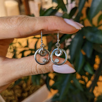 0.10&nbsp;Ct.Tw.Total Carat Weight White Sapphire Bezel Earrings, Silver Life Style