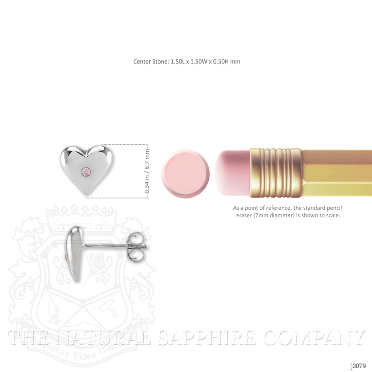 0.04 Ct.Tw. Pink Sapphire Studs Earrings, Silver
