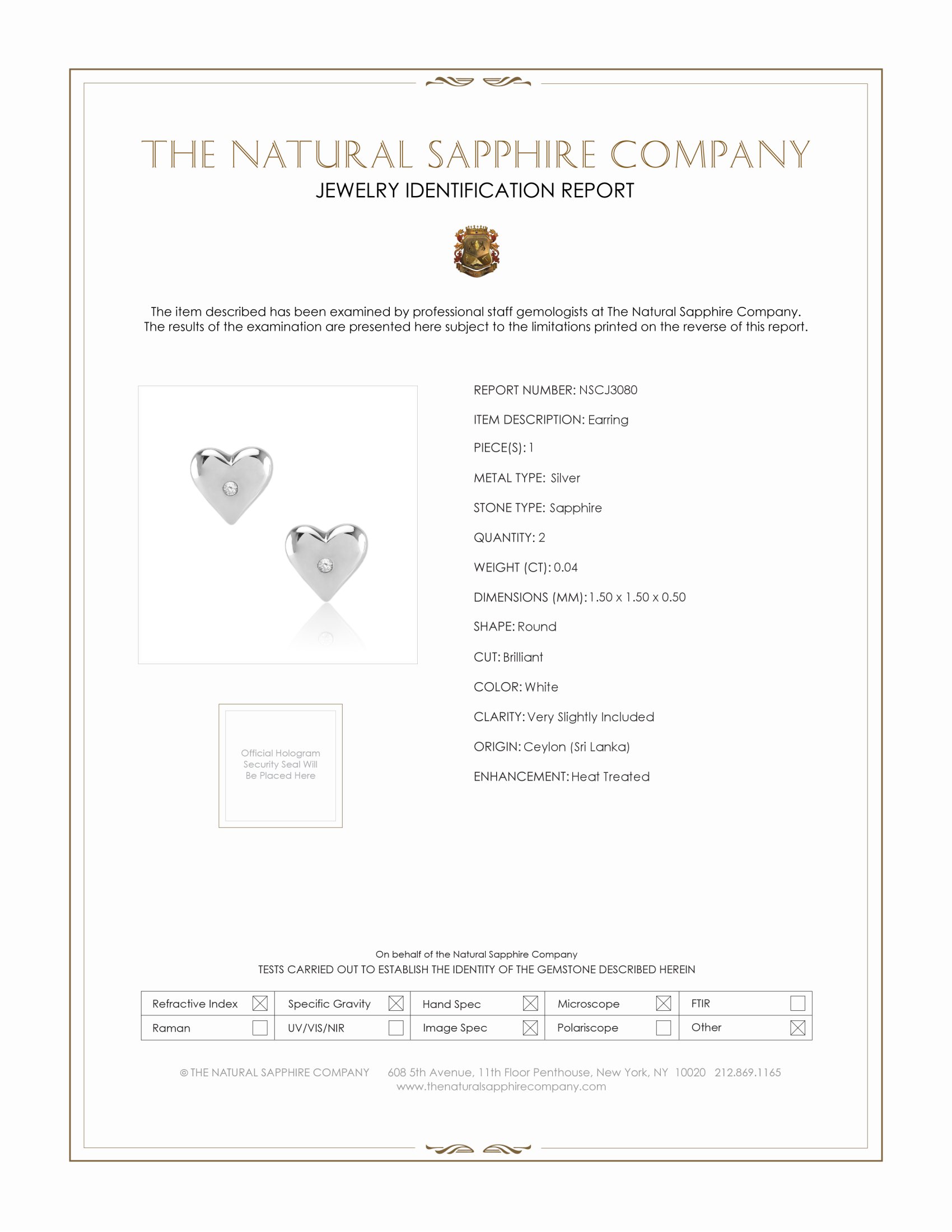 0.04 Ct.Tw. White Sapphire Studs Earrings, Silver