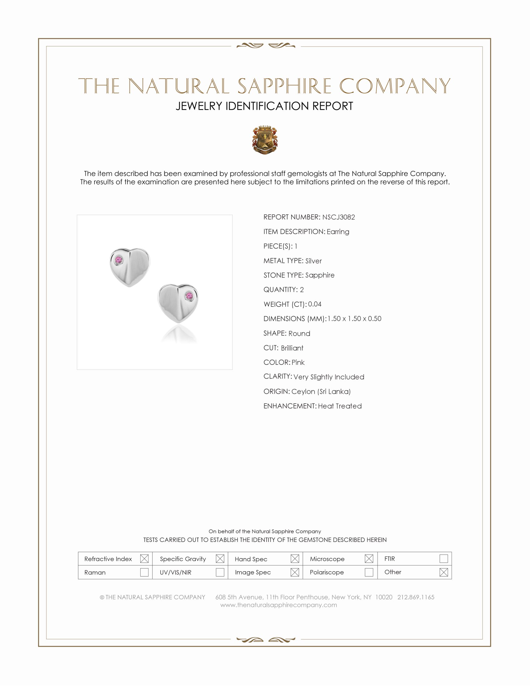 0.04 Ct.Tw. Pink Sapphire Studs Earrings, Silver