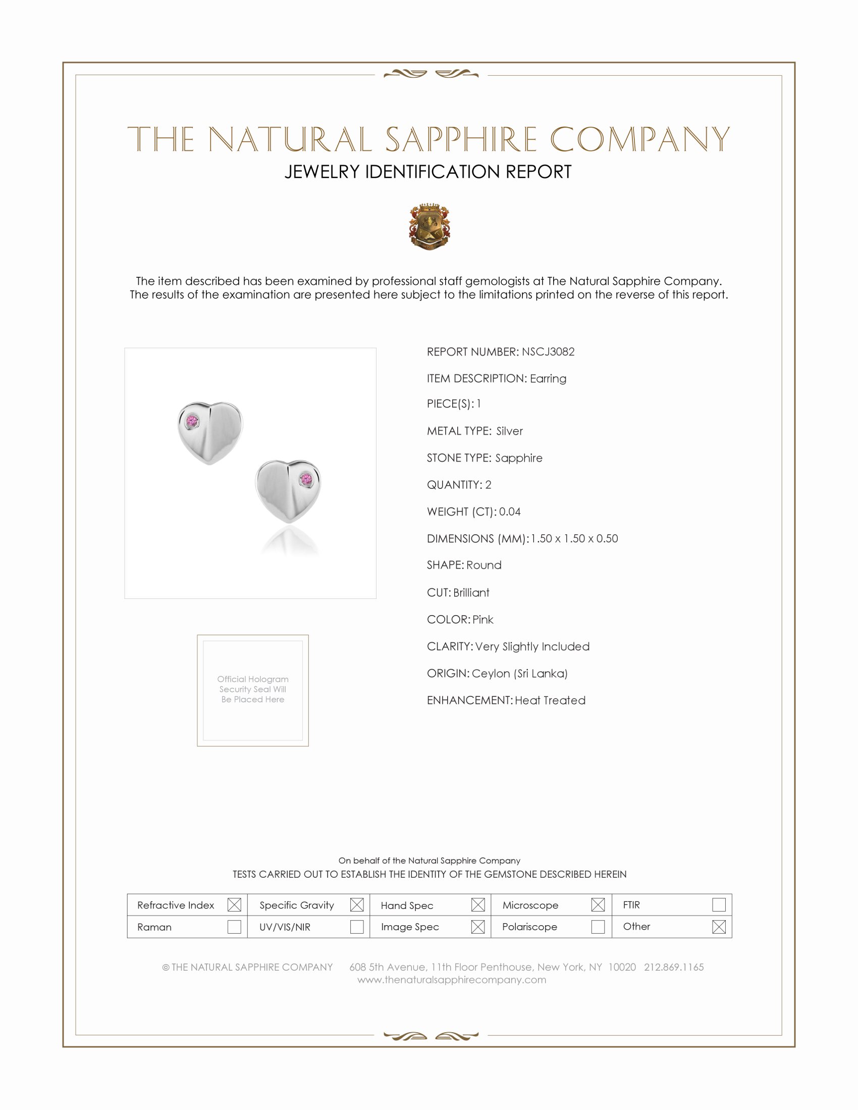 0.04 Ct.Tw. Pink Sapphire Studs Earrings, Silver