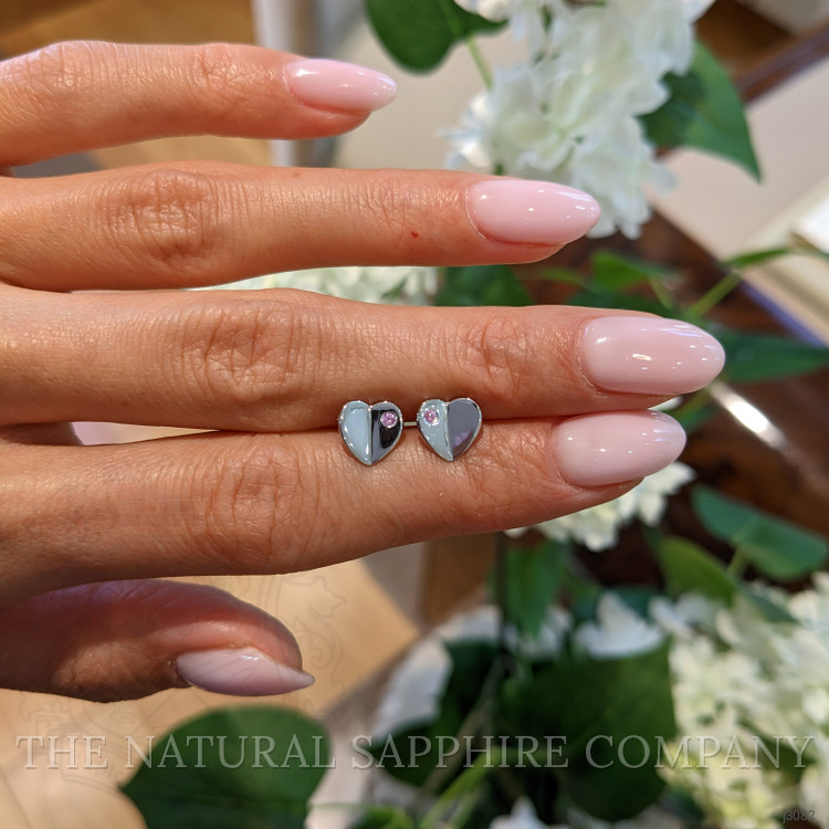 0.04 Ct.Tw. Pink Sapphire Studs Earrings, Silver