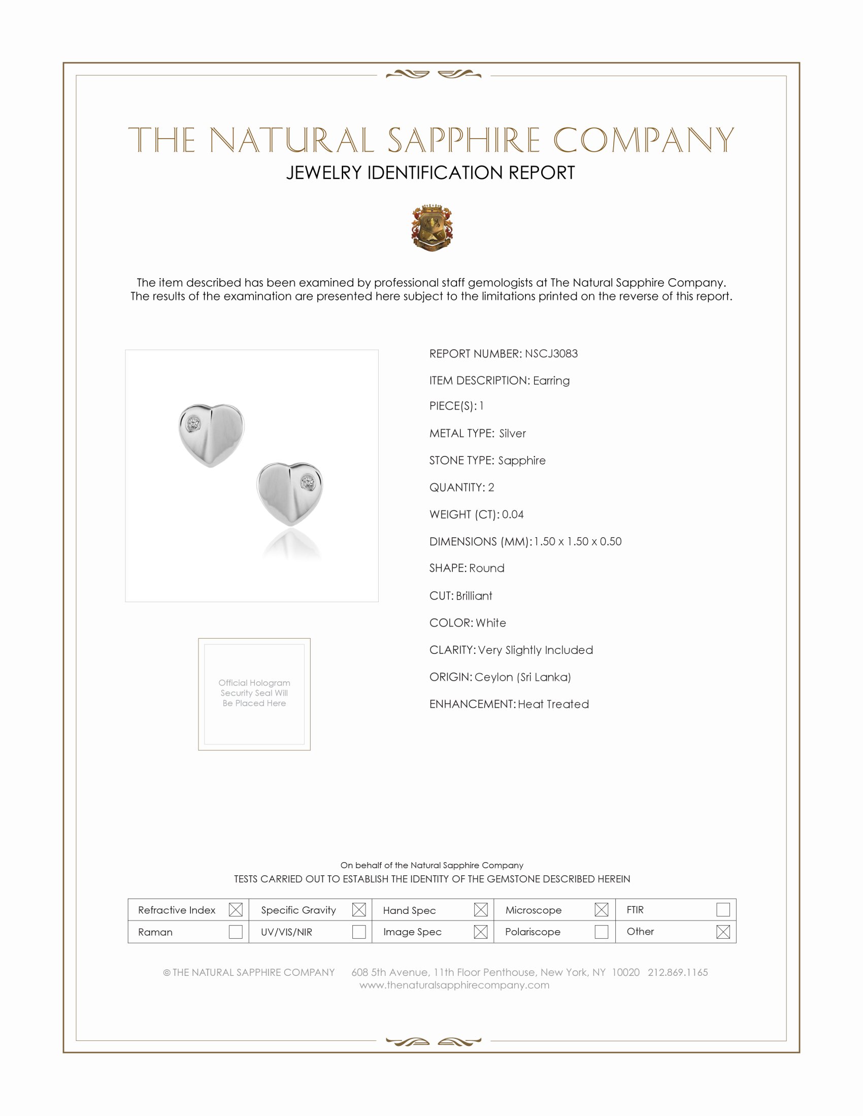 0.04 Ct.Tw. White Sapphire Studs Earrings, Silver