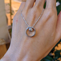 0.20 Ct. White Sapphire Solitaire Pendant, Silver Life Style