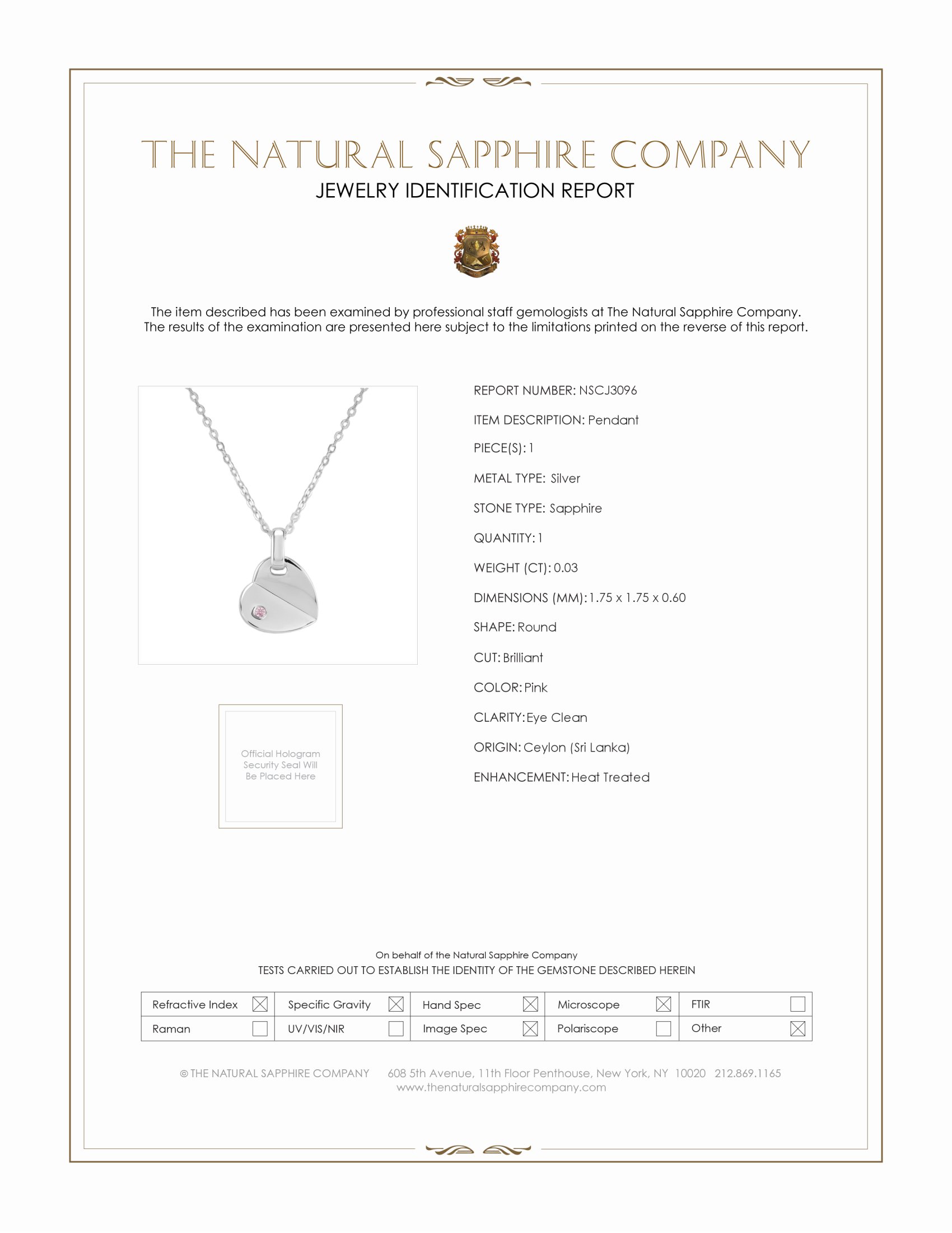 0.03 Ct. Pink Sapphire Solitaire Pendant, Silver