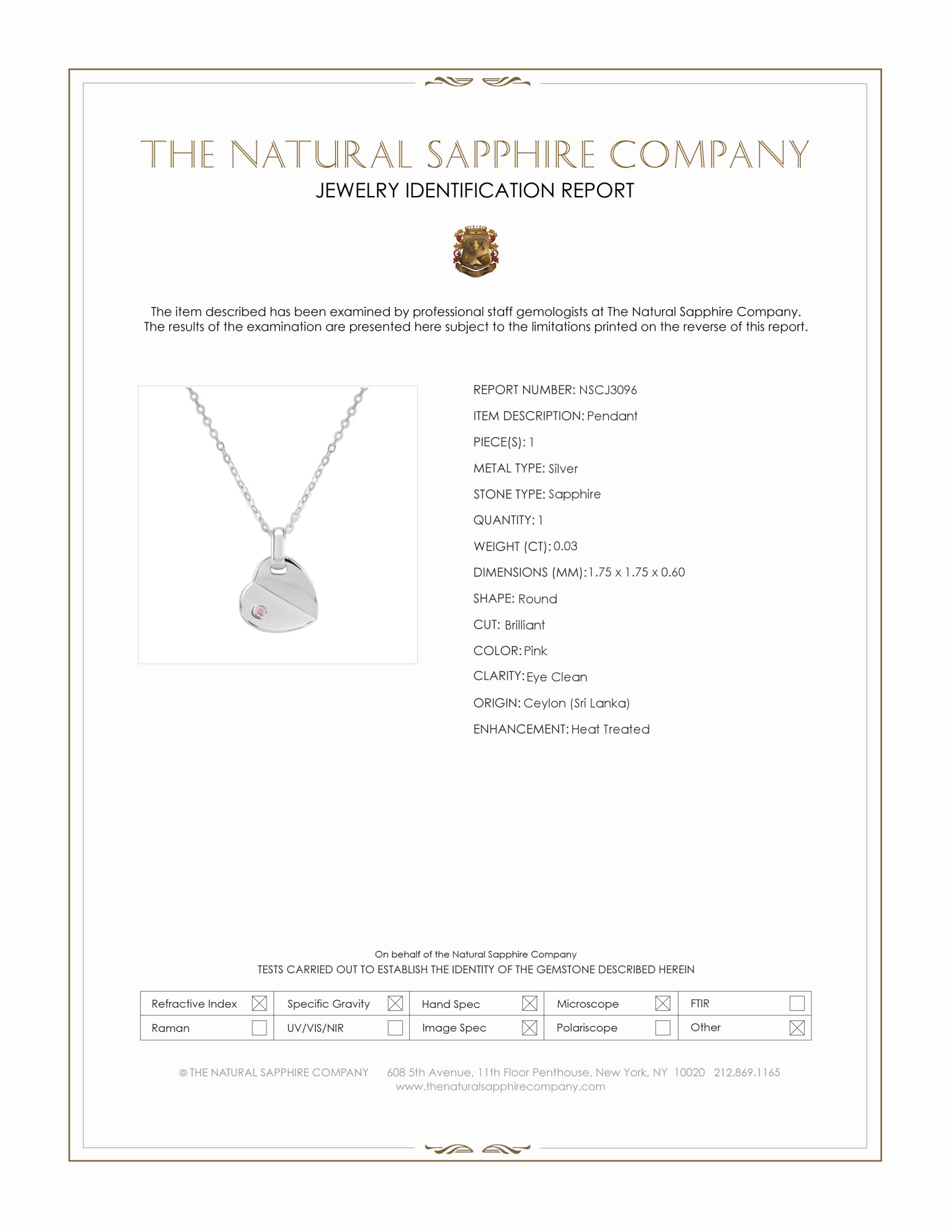 0.03 Ct. Pink Sapphire Solitaire Pendant, Silver