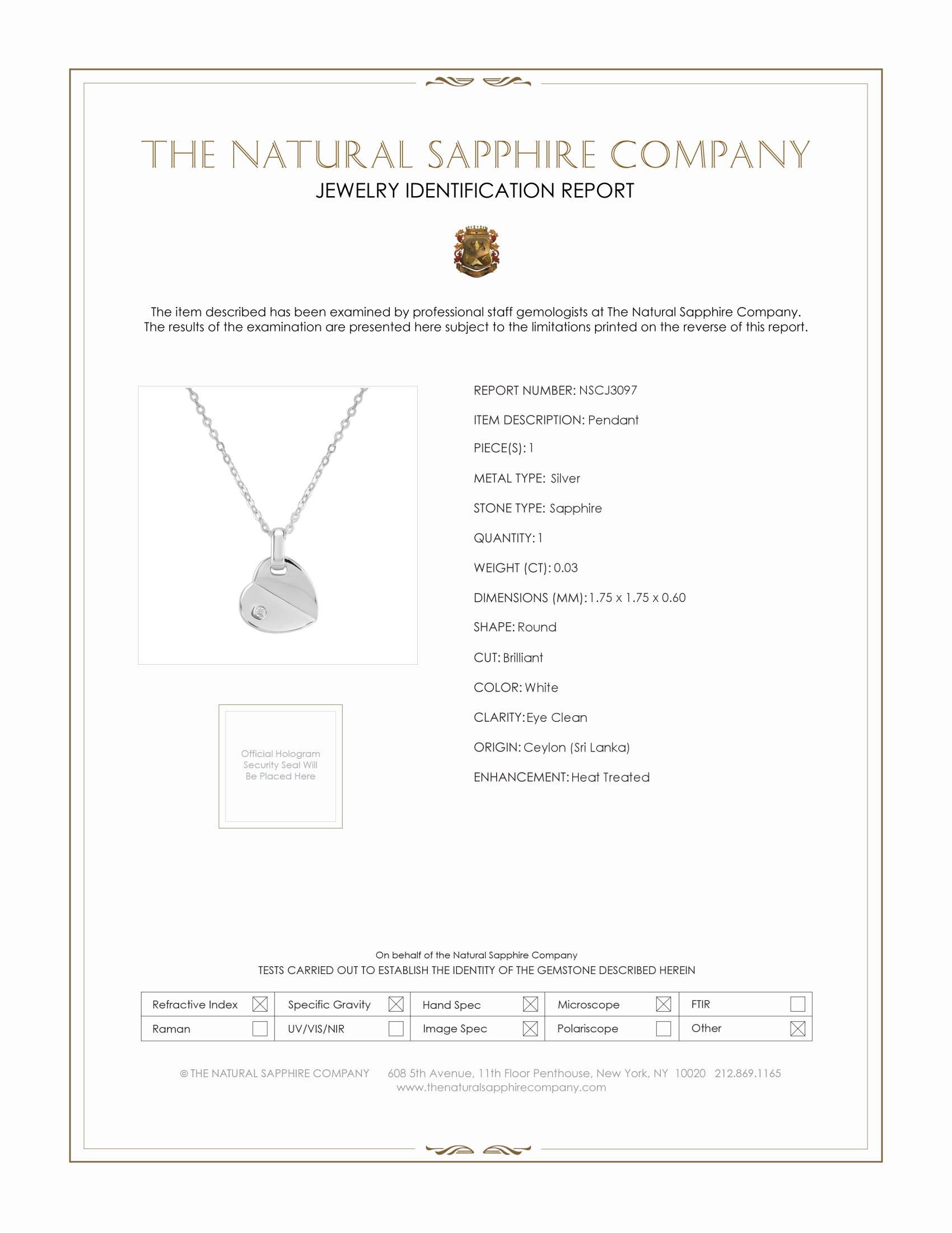 0.03 Ct. White Sapphire Solitaire Pendant, Silver