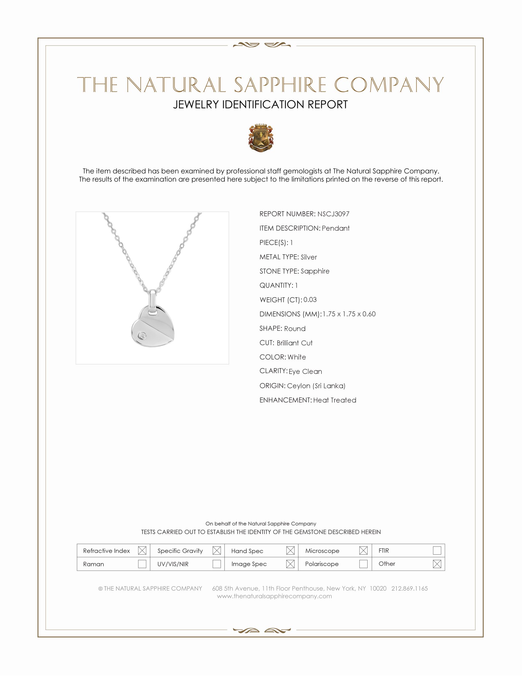 0.03 Ct. White Sapphire Solitaire Pendant, Silver