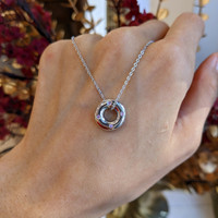 0.08 Ct. Pink Sapphire Accent Stones Pendant, Silver Life Style