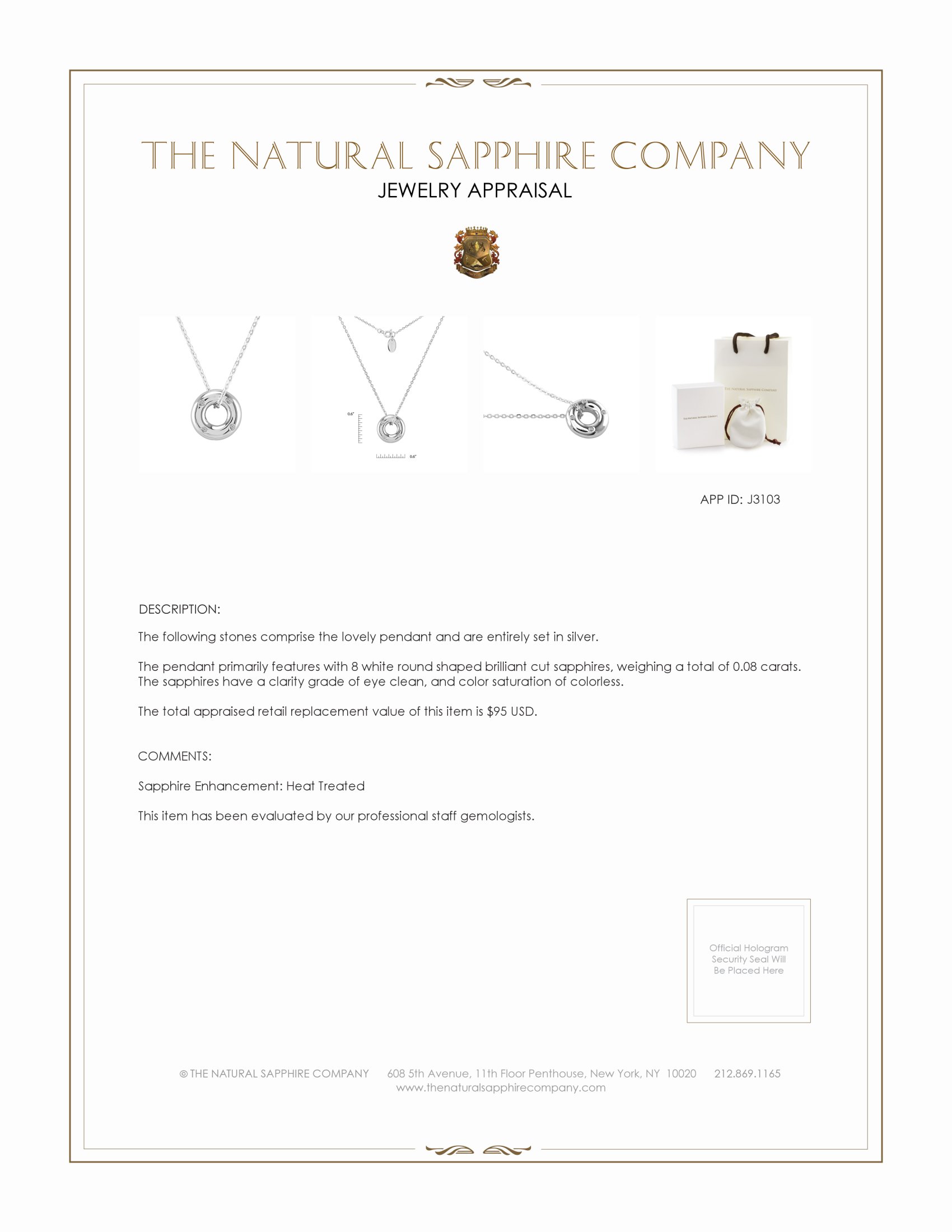 0.08 Ct. White Sapphire Accent Stones Pendant, Silver