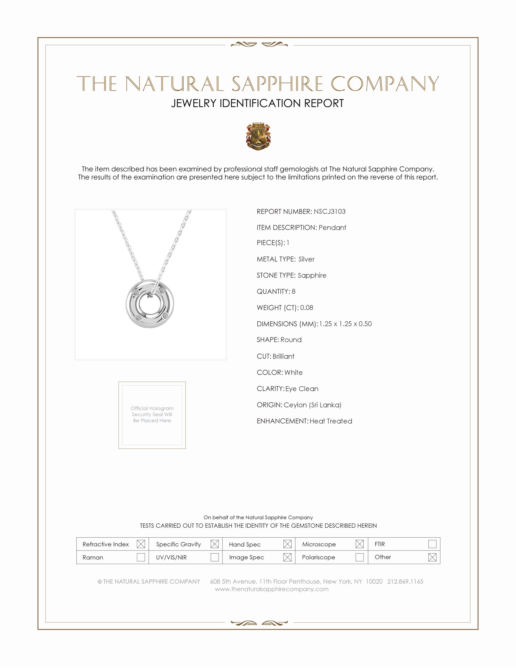 0.08 Ct. White Sapphire Accent Stones Pendant, Silver