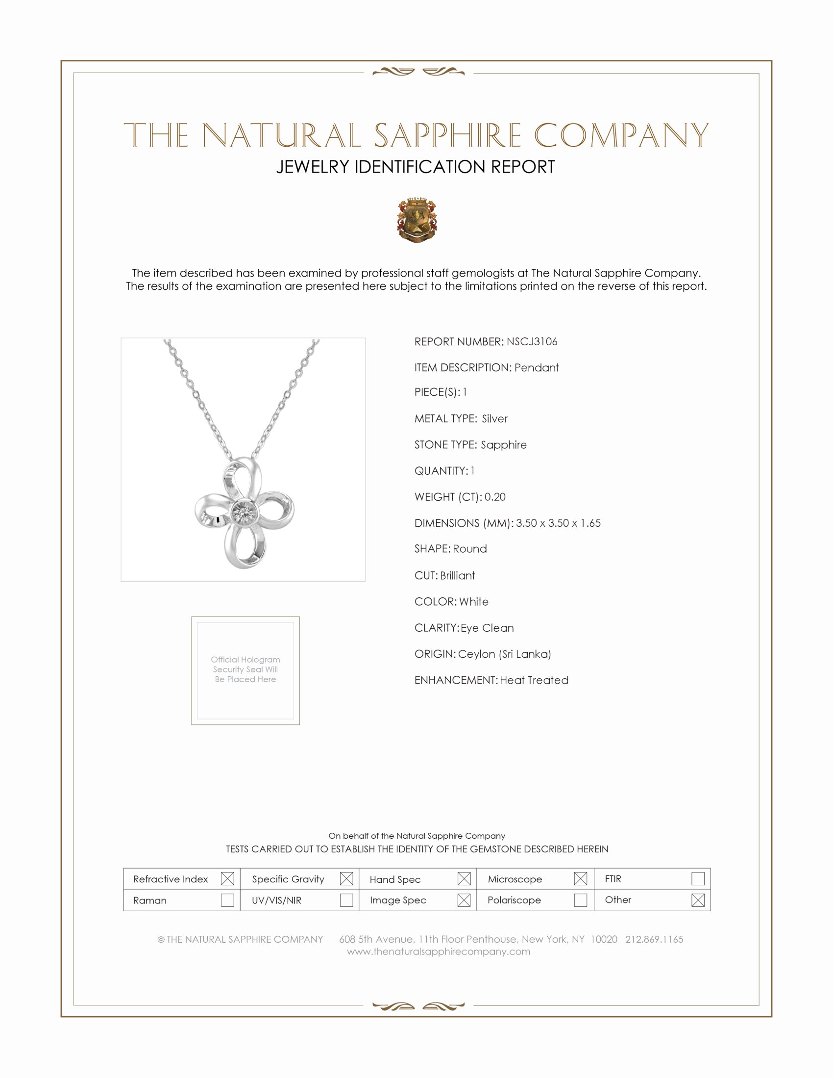 0.20 Ct. White Sapphire Accent Stones Pendant, Silver