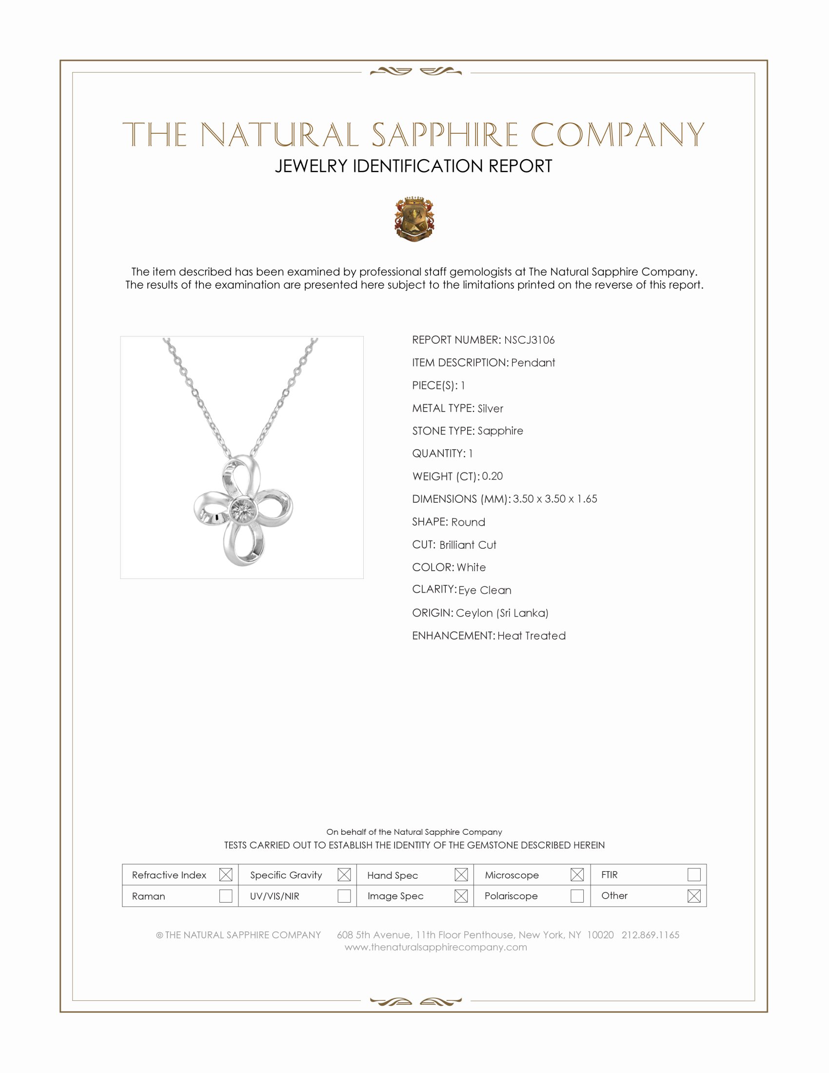 0.20 Ct. White Sapphire Accent Stones Pendant, Silver