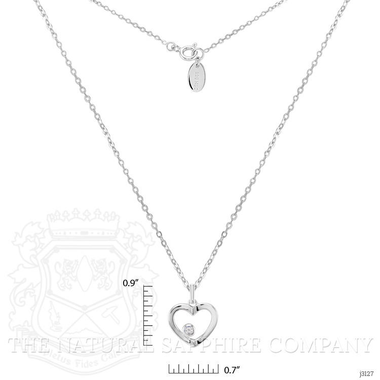 0.10 Ct. White Sapphire Solitaire Pendant, Silver