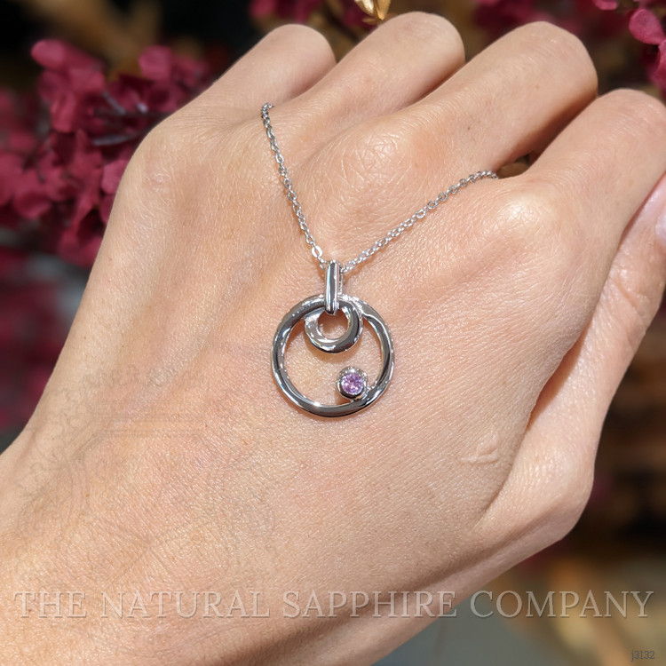 0.10 Ct. Pink Sapphire Solitaire Pendant, Silver