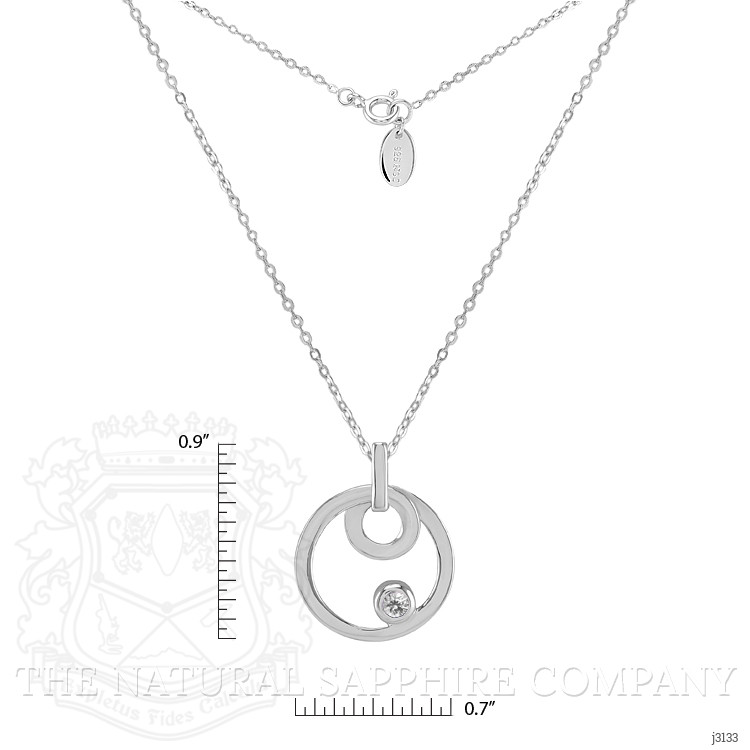 0.10 Ct. White Sapphire Solitaire Pendant, Silver