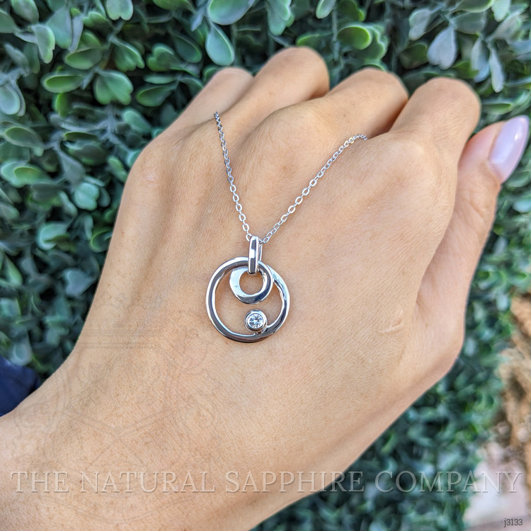 0.10 Ct. White Sapphire Solitaire Pendant, Silver