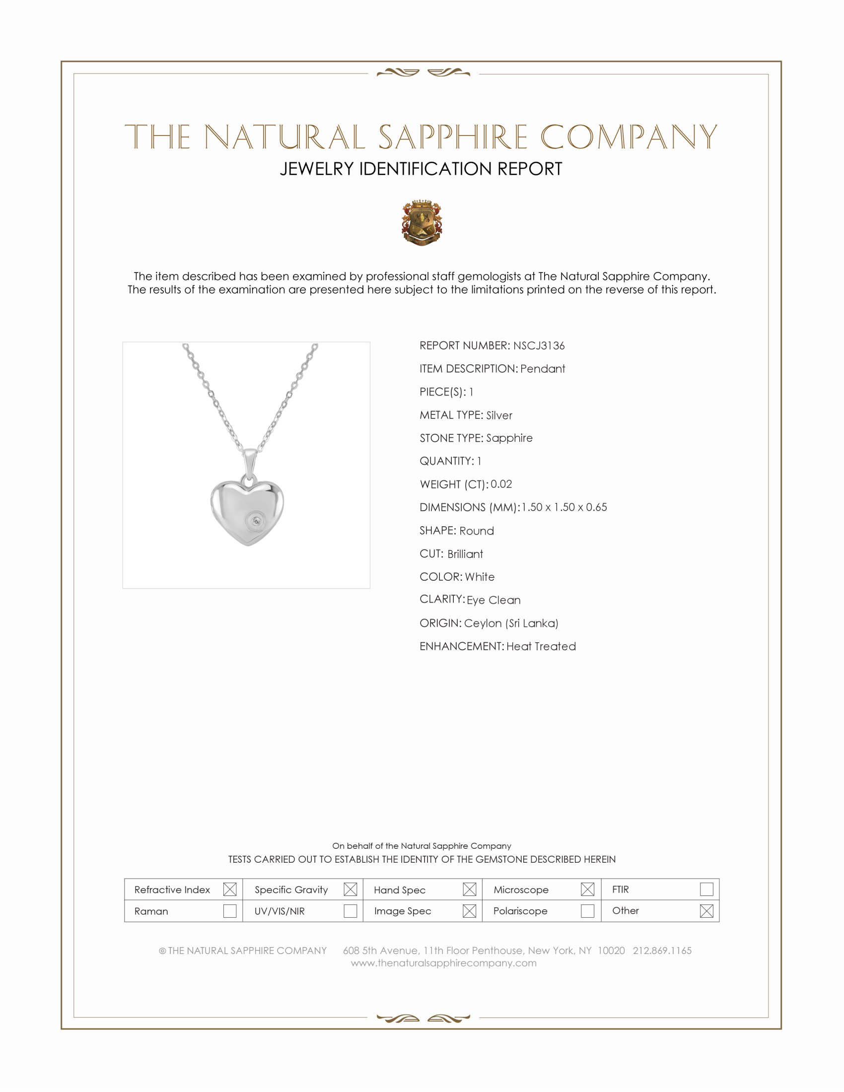 0.02 Ct. White Sapphire Solitaire Pendant, Silver