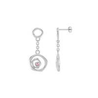 0.08&nbsp;Ct.Tw.Total Carat Weight Pink Sapphire Drops Earrings, Silver Image