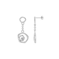 0.08 Ct.Tw. White Sapphire Drops Earrings, Silver Image