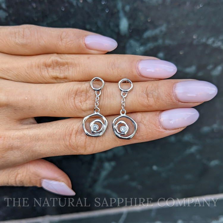 0.08 Ct.Tw. White Sapphire Bezel Earrings, Silver