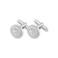 0.50 Ct. White Sapphire Solitaire Cufflink, Silver Image