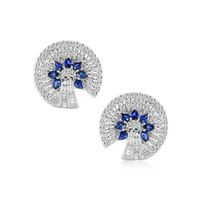 2.90 Ct.Tw.Total Carat Weight Sapphire Natural Diamond Accent Stones Earrings, 18K White Gold Video