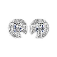 2.90 Ct.Tw.Total Carat Weight Sapphire Natural Diamond Accent Stones Earrings, 18K White Gold Image