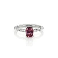 1.24 Ct. Purplish Pink Sapphire and Natural Diamond Pave Ring, 14K White Gold Video