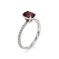 1.24 Ct. Purplish Pink Sapphire and Natural Diamond Pave Ring, 14K White Gold Image