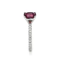 1.24 Ct. Purplish Pink Sapphire and Natural Diamond Pave Ring, 14K White Gold Image