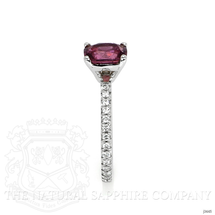 1.24 Ct. Purplish Pink Sapphire and Natural Diamond Pave Ring, 14K White Gold