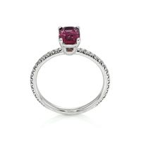 1.24 Ct. Purplish Pink Sapphire and Natural Diamond Pave Ring, 14K White Gold Image