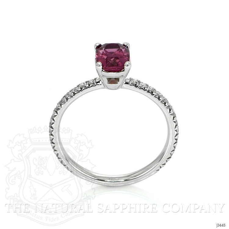 1.24 Ct. Purplish Pink Sapphire and Natural Diamond Pave Ring, 14K White Gold