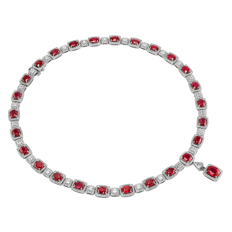 3 Row Bar Diamond & Ruby Mangalsutra Pendant – Mangalsutraonline