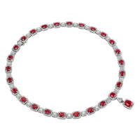 29.36 Ct. Ruby Natural Diamond Antique Style Necklace, 18K White Gold Image