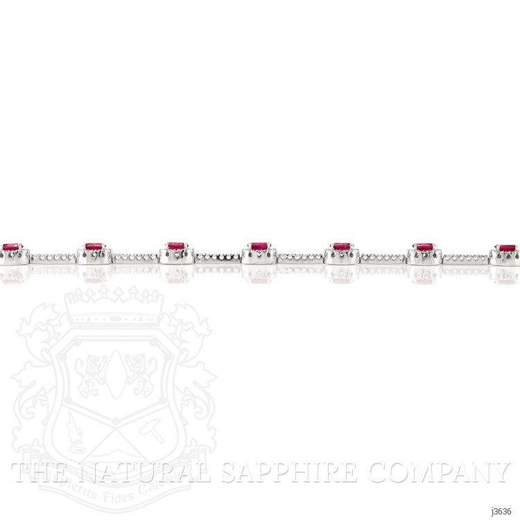 2.91 Ct.Tw. Pinkish Red Ruby and Natural Diamond Pave Bracelet, 14K White Gold