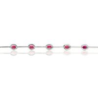 2.91 Ct.Tw.Total Carat Weight Pinkish Red Ruby and Natural Diamond Pave Bracelet, 14K White Gold Image