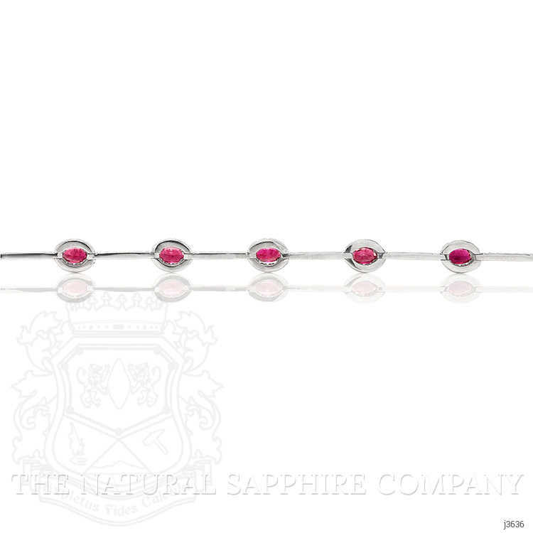 2.91 Ct.Tw. Pinkish Red Ruby and Natural Diamond Pave Bracelet, 14K White Gold