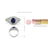 1.45 Ct. Blue Sapphire and Natural Diamond Antique Style Ring, Platinum 950 Image