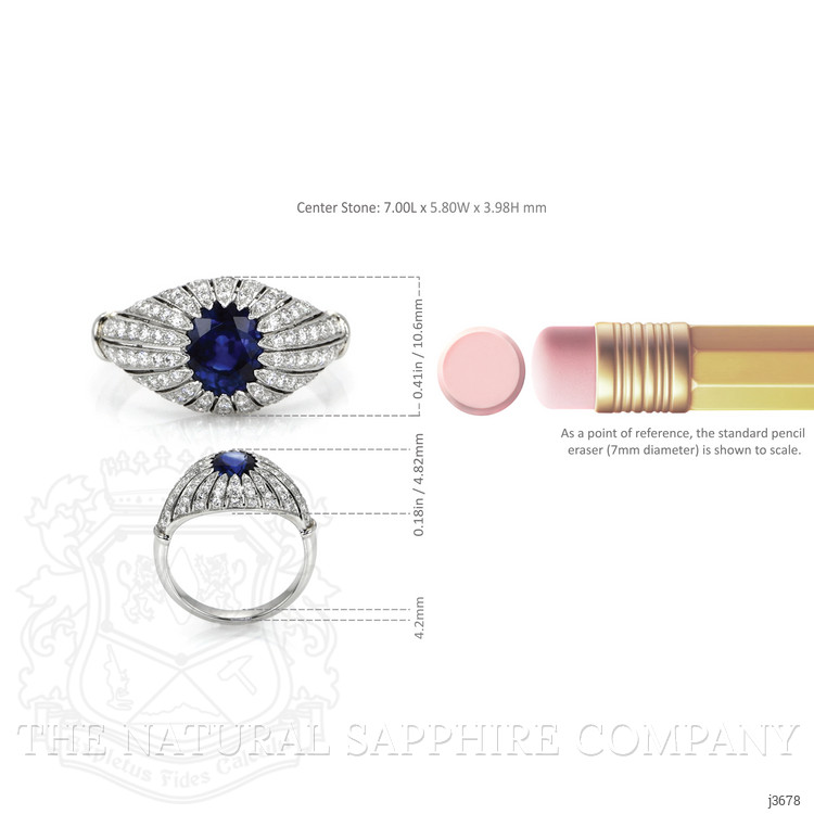 1.45 Ct. Blue Sapphire and Natural Diamond Antique Style Ring, Platinum 950