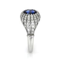 1.45 Ct. Blue Sapphire and Natural Diamond Antique Style Ring, Platinum 950 Image